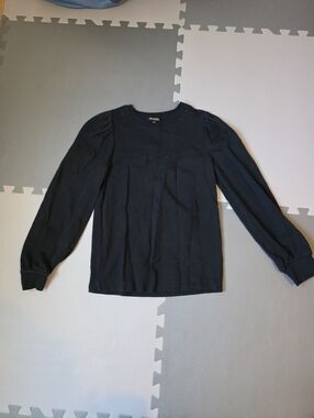 Massimo Dutti Black Ribbed Crewneck Top